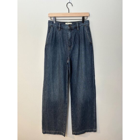 NEW Madewell Wide-Leg Harlow Airy Denim High-Rise Relaxed Dark Jeans 26 Tall - Picture 5 of 16